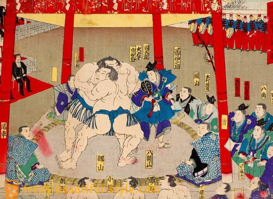 Sumo Wrestling: történelem, szabályok, eljárások és funkciók legérdekesebb tények