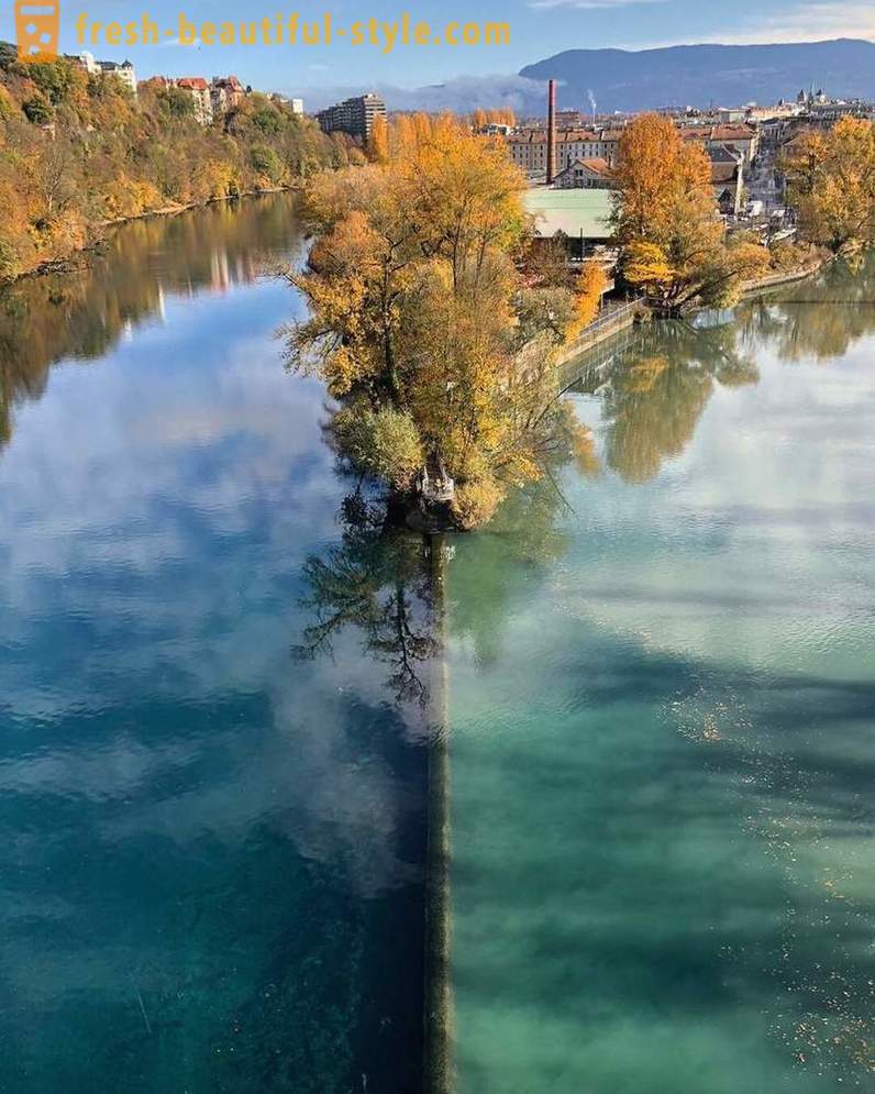 A találkozó helye a két folyó különböző színű víz