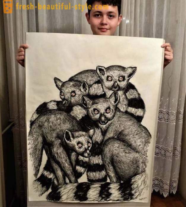 Szerb tinédzser felhívja lenyűgöző portrékat az állatok révén ceruzával vagy golyóstollal