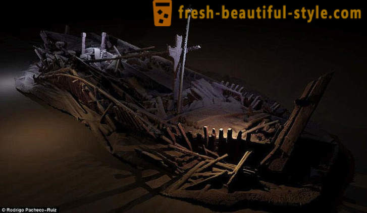 A temető az ősi hajó a Fekete-tengeren