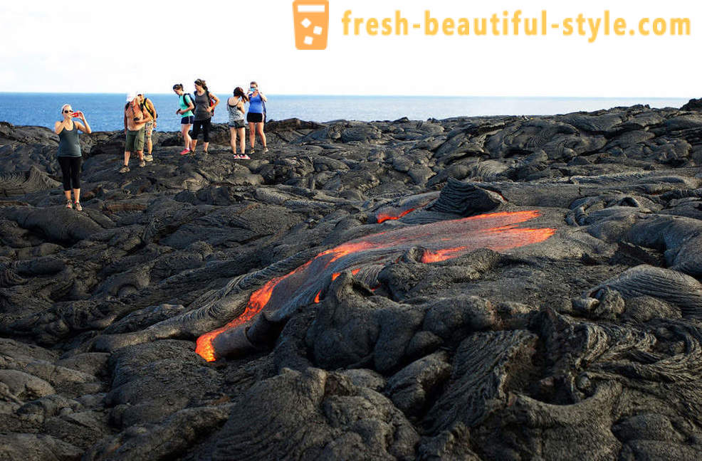 Vulkáni láva flow Kilauea Hawaii