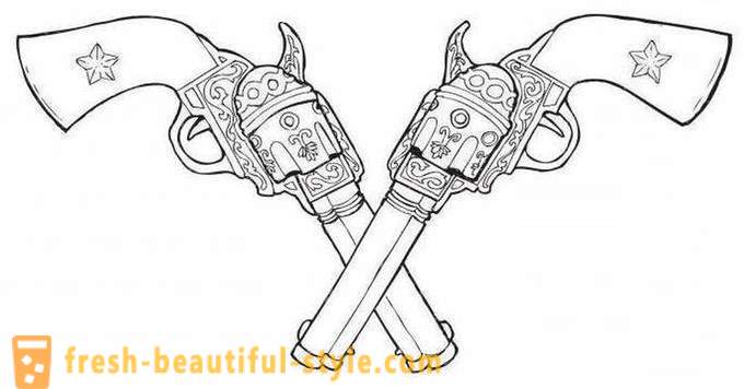 Tattoo „gun” - a kreatív vázlat a bátor és merész