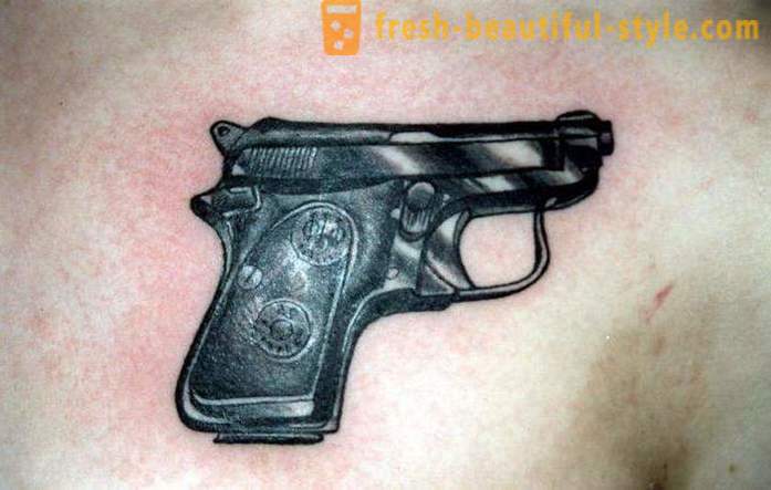 Tattoo „gun” - a kreatív vázlat a bátor és merész